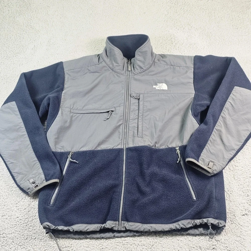 The North Face Jacket Mens XL Blue Gray Polartec Fleece Full Zip Windbreaker